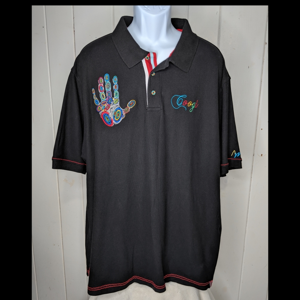 Coogi Black Polo Shirt w/Colorful Stitching